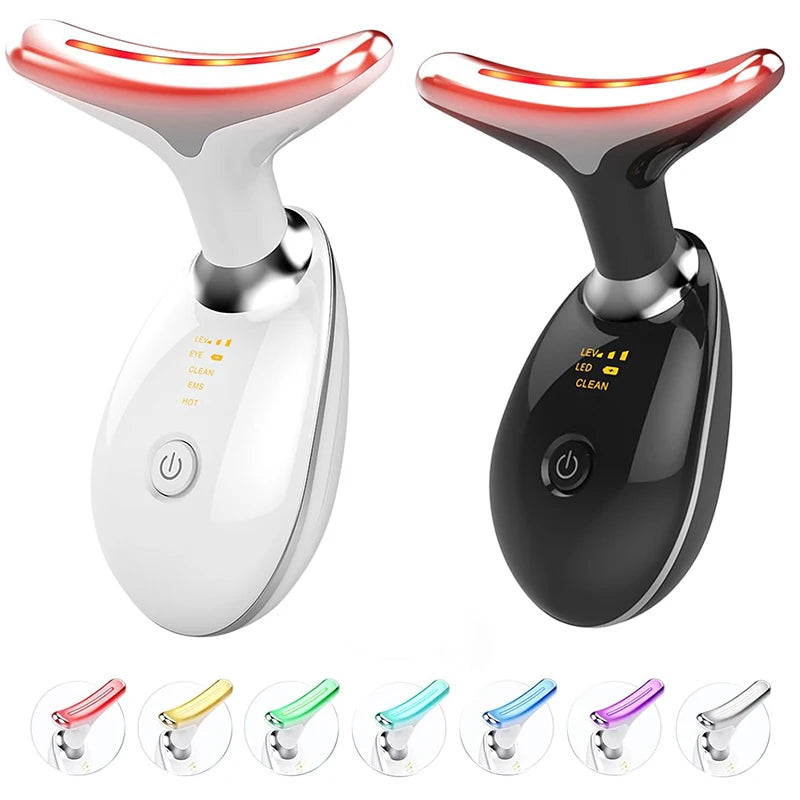 7 Colors LED Neck Face Massager Face Sculpting Tool Skin Rejuvenation Device Facial Lifting Beauty Machine Skin Care Instrument
